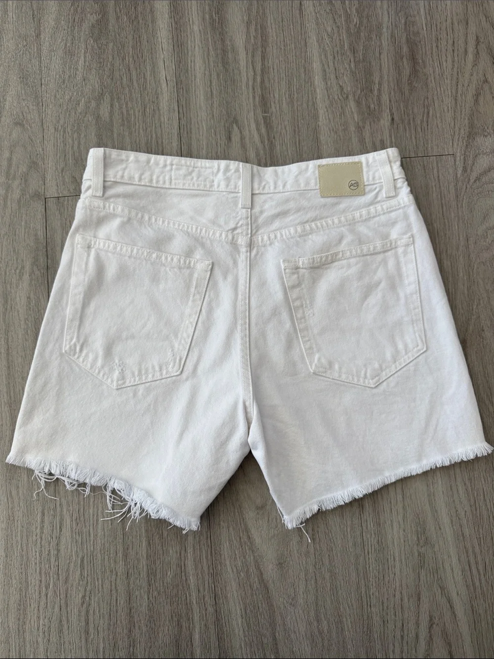 AG High-Rise Baggy Fit White Denim Shorts